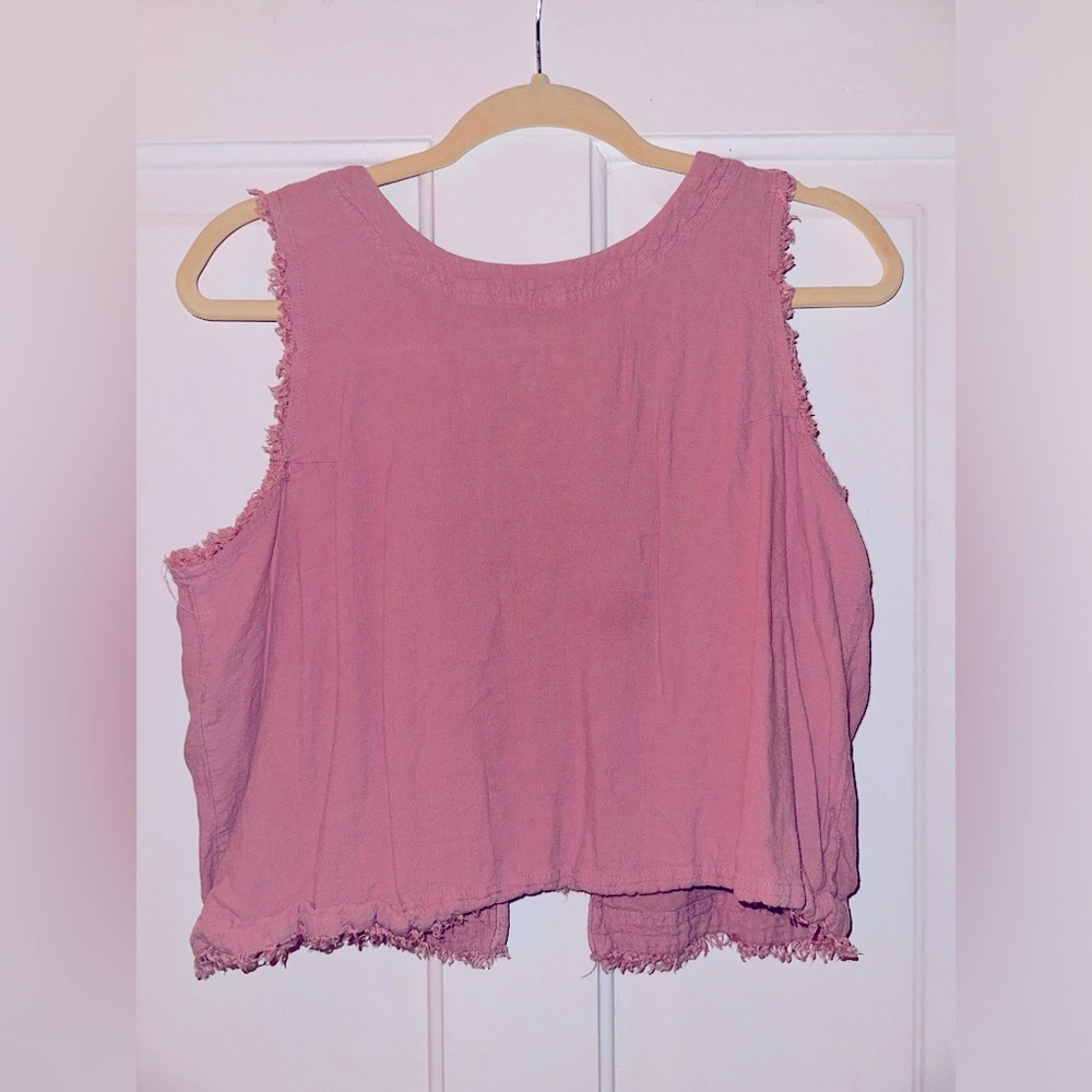 Thread and supply pink fringe top (cropped)